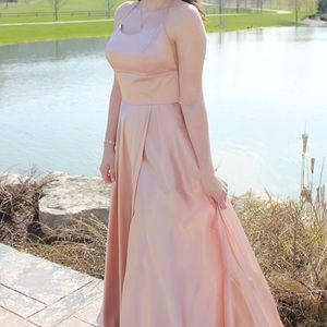 Light pink silk prom dress